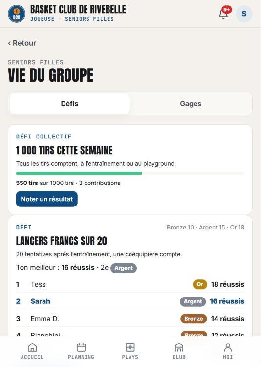 Défis de l’équipe
